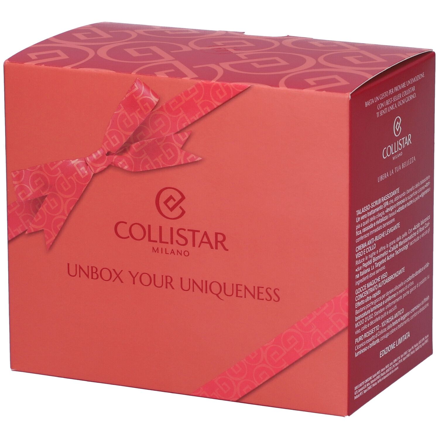 Collistar Cofanetto Unbox Your Uniqueness Talasso Scrub Rassodante + Crema Anti-Rughe Levigante + Gocce Magiche Viso Concentrato Autoabbronzante + Mini Puro Rossetto 102