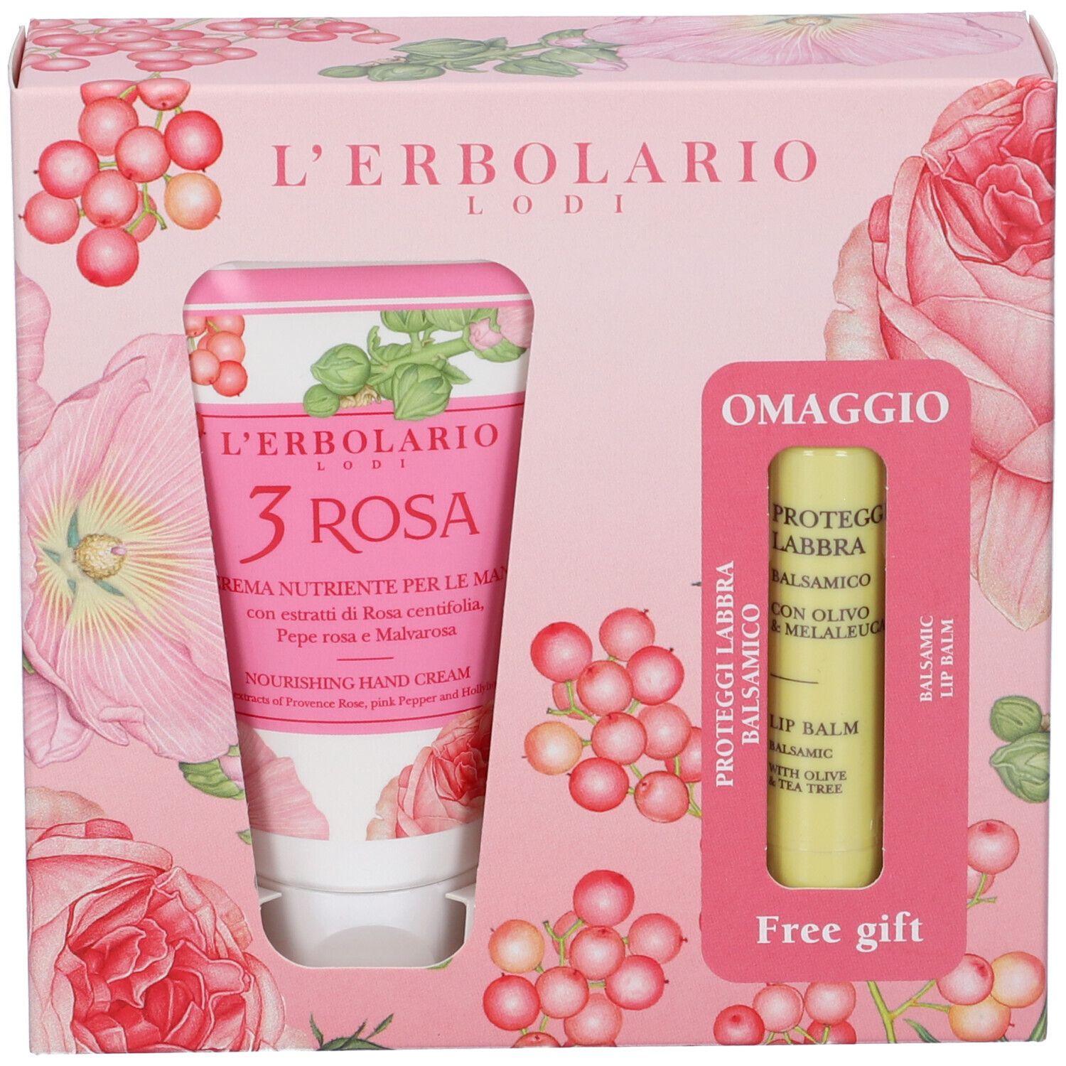 L´Erbolario Crema Mani 3 Rosa e Proteggilabbra in omaggio