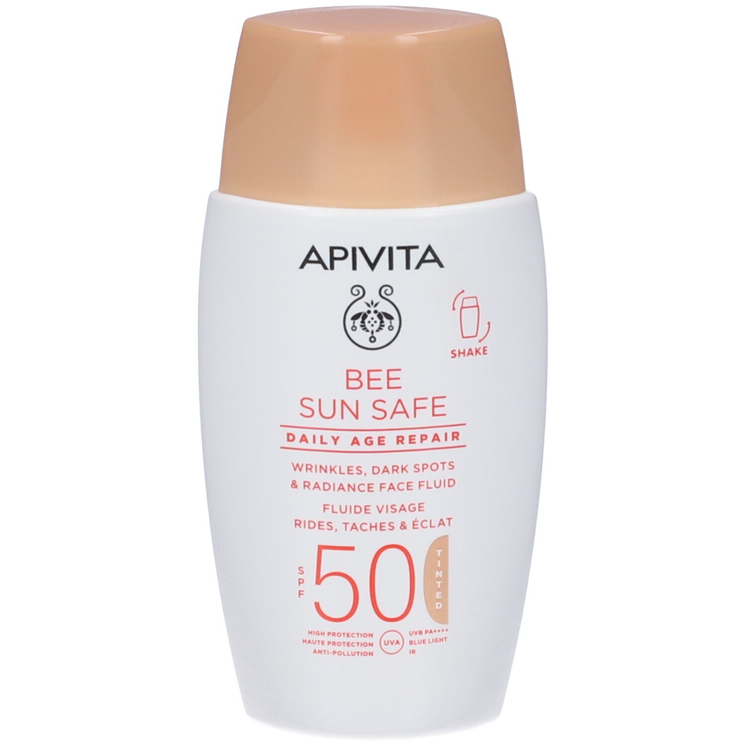 Apivita Bee Sun Safe Daily Age Repair Fluido Viso Colorato per Rughe, Macchie Scure  SPF50