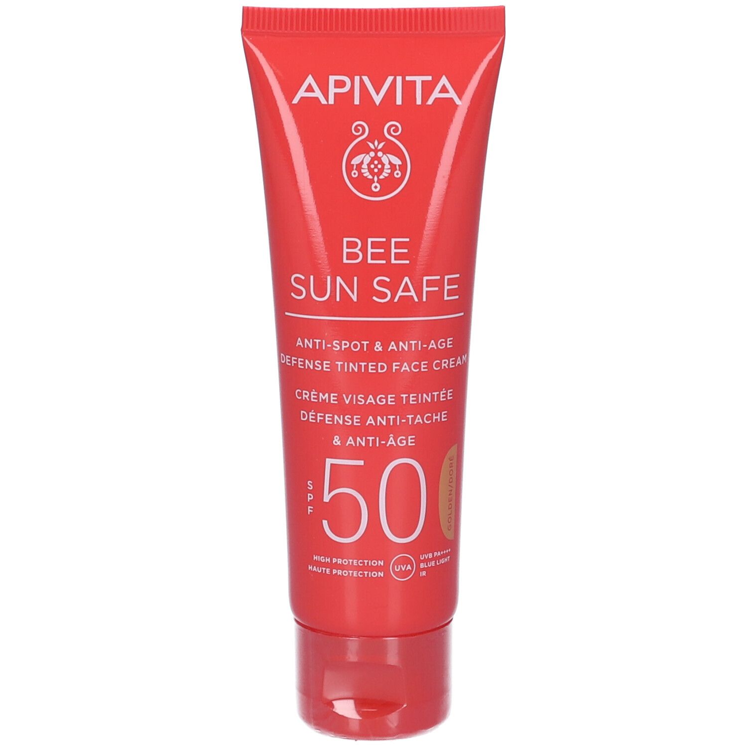 Apivita Bee Sun Safe Crema Viso Colorata Anti-Macchie e Anti-Age  SPF50 - tonalità Dorata