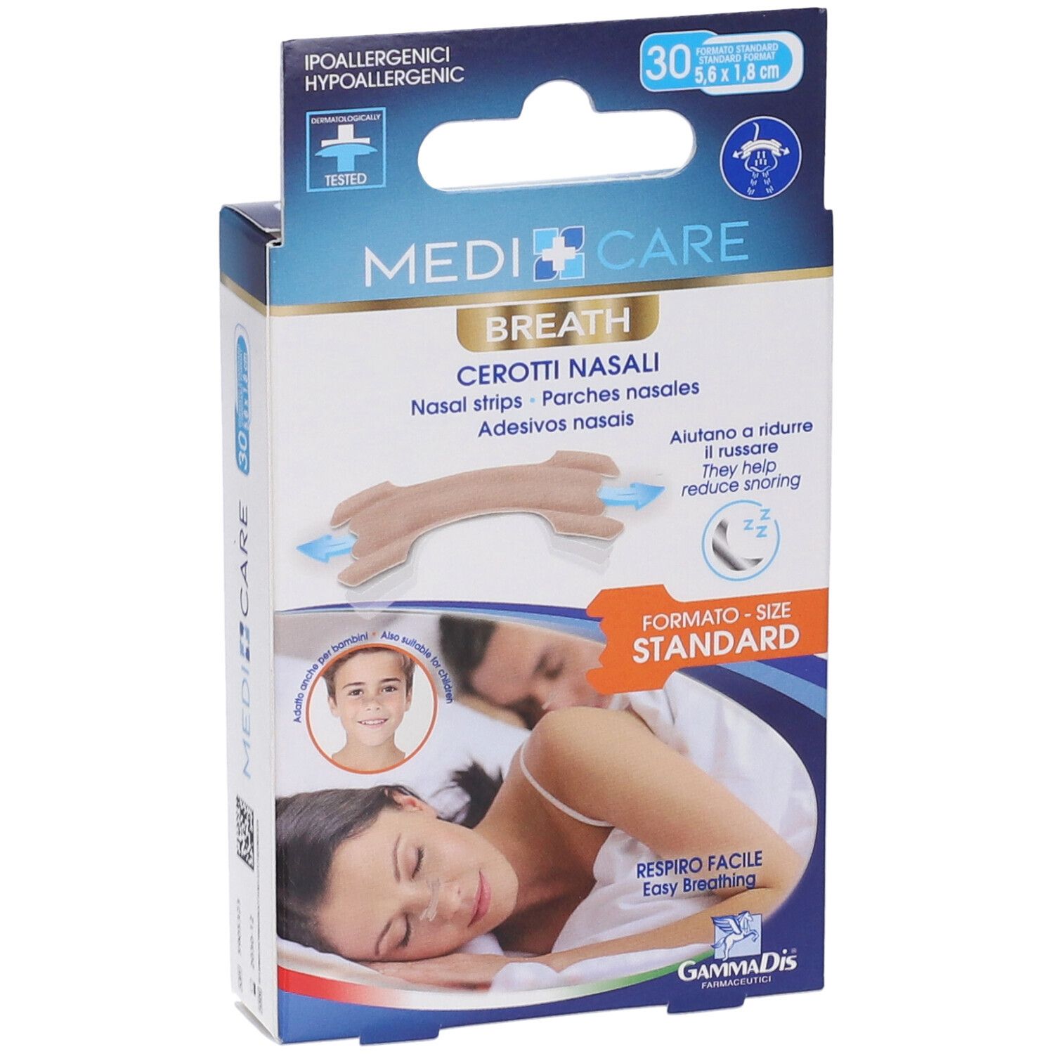 Confezione MEDICARE con cerotti nasali. 30 pezzi. Aiuta a russare. Ipoallergenico.