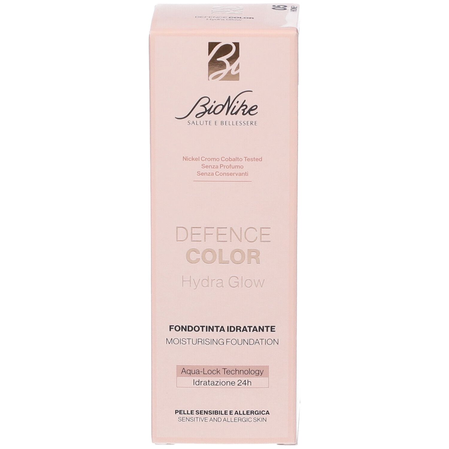 Confezione Bionike Defence Color Hydra Glow. Tonalità rosa, nome prodotto e logo ben visibili.
