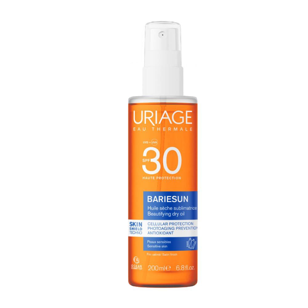 URIAGE Bariésun Olio Secco Illuminante SPF30, pelle sensibile, corpo, capelli, idrata, solare