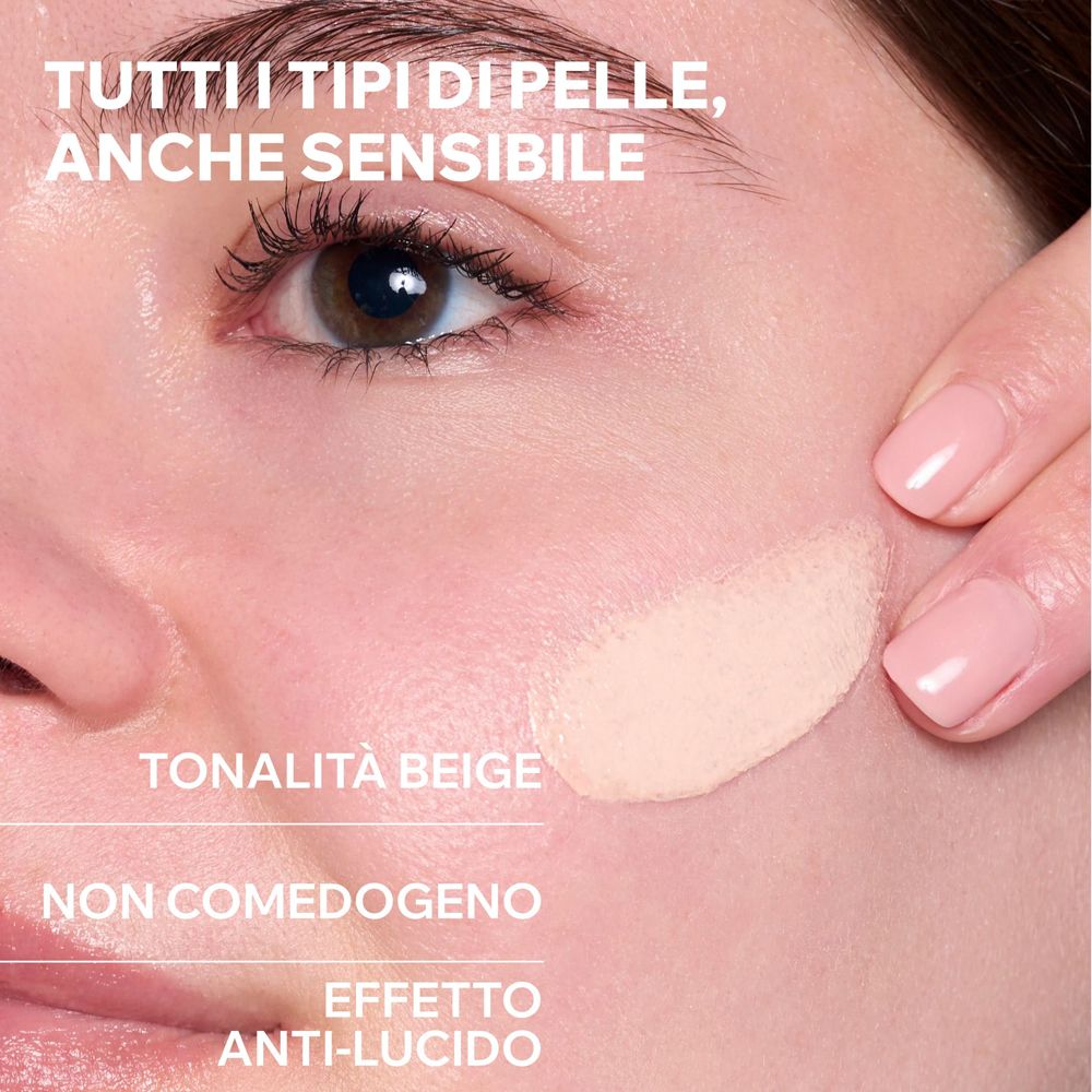 Pelle chiara con crema colorata SPF50+ beige.