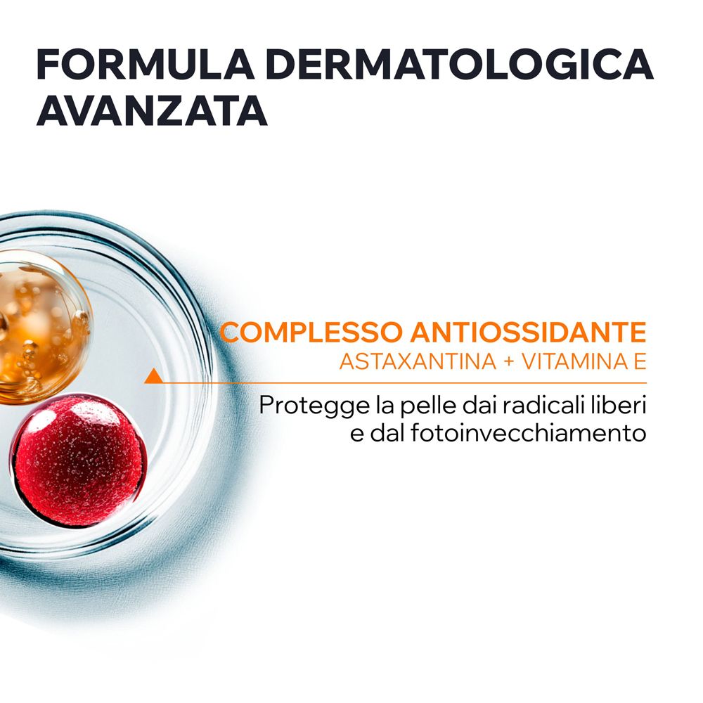 Formula con complesso antiossidante: Astaxantina + Vitamina E.