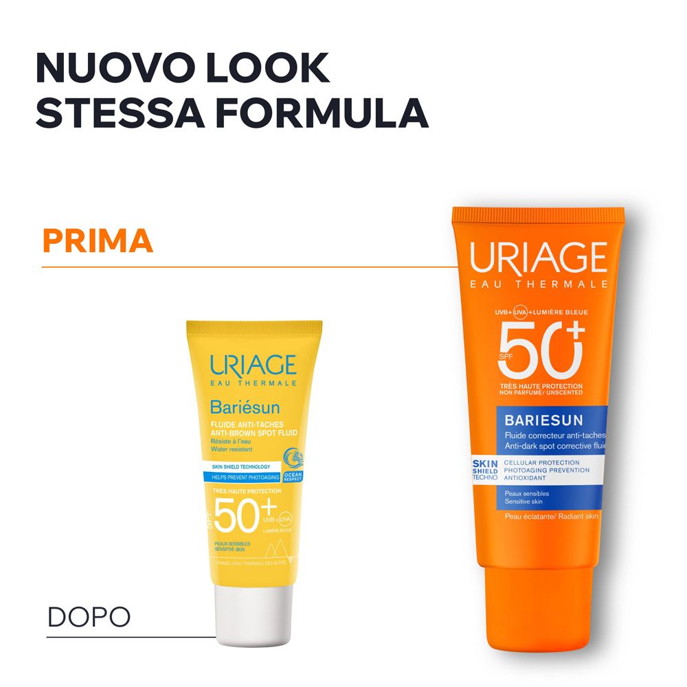 Nuovo look, stessa formula: Fluido Uriage Bariesun.
