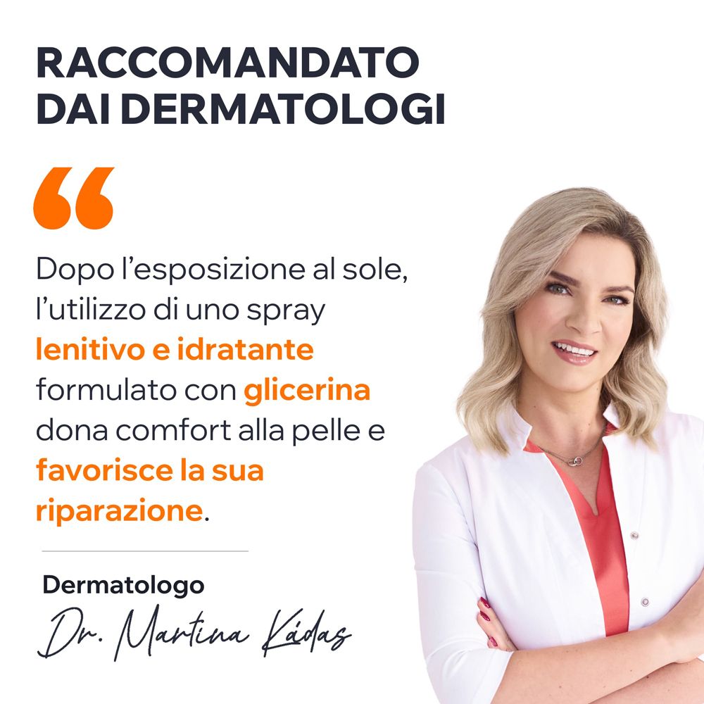 Una dermatologa raccomanda lo spray doposole URIAGE Bariésun per lenire e riparare la pelle.