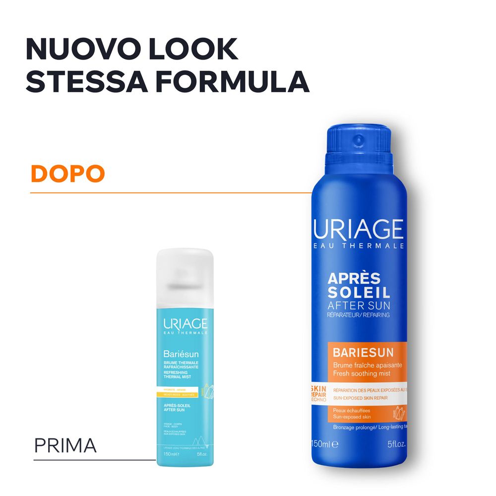 Nuovo look, stessa formula: URIAGE Bariésun Spray Doposole, 150ml.