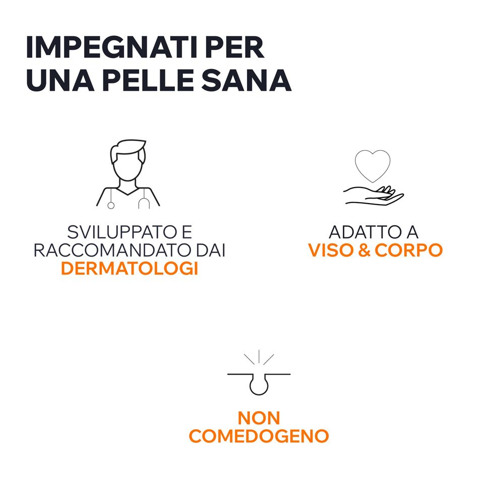 Icone per formula sviluppata da dermatologi, non comedogena, per viso e corpo.