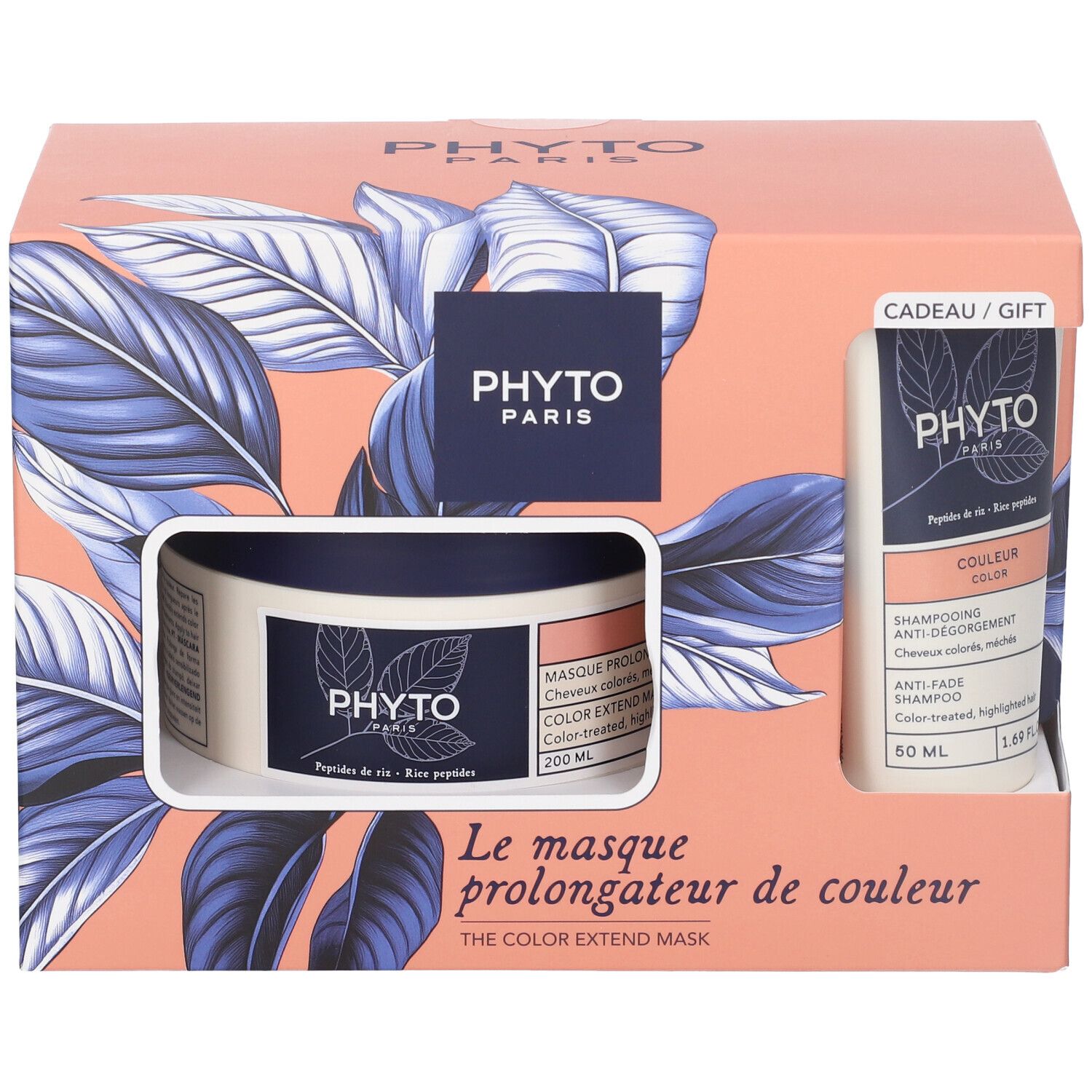 Cofanetto regalo con shampoo e maschera. Confezione rosa e blu. Contiene due prodotti.