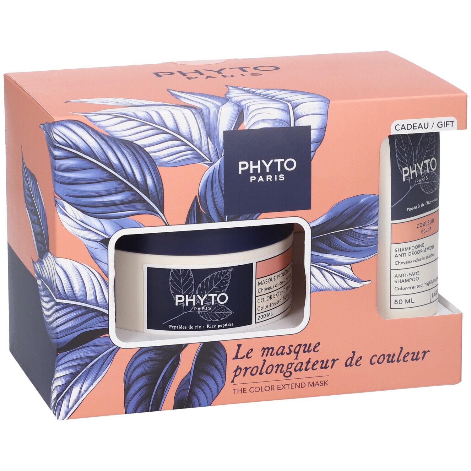 Cofanetto regalo con shampoo e maschera. Confezione rosa e blu. Contiene due prodotti.