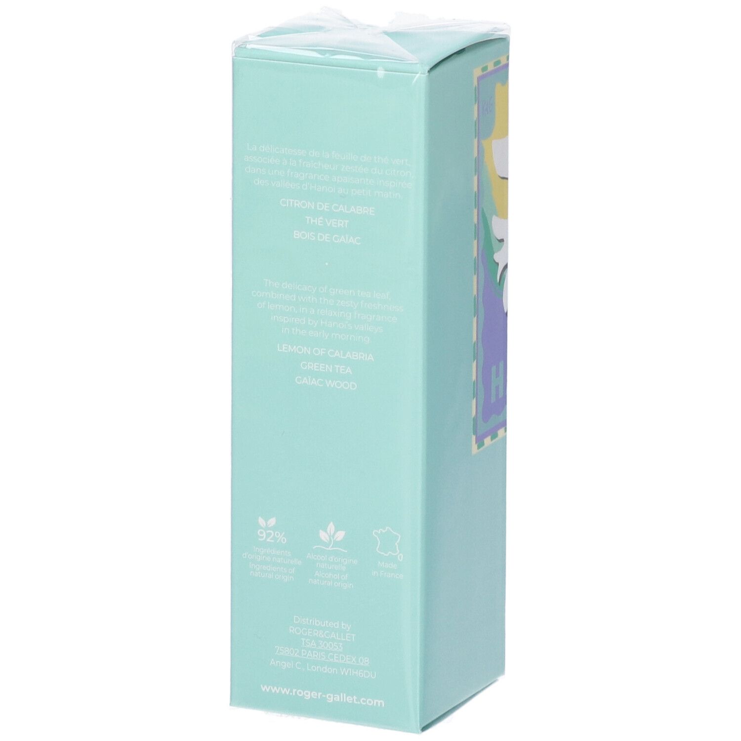 Scatola turchese, retro. Testo multilingue. Loghi di sostenibilità. Edizione Limitata.