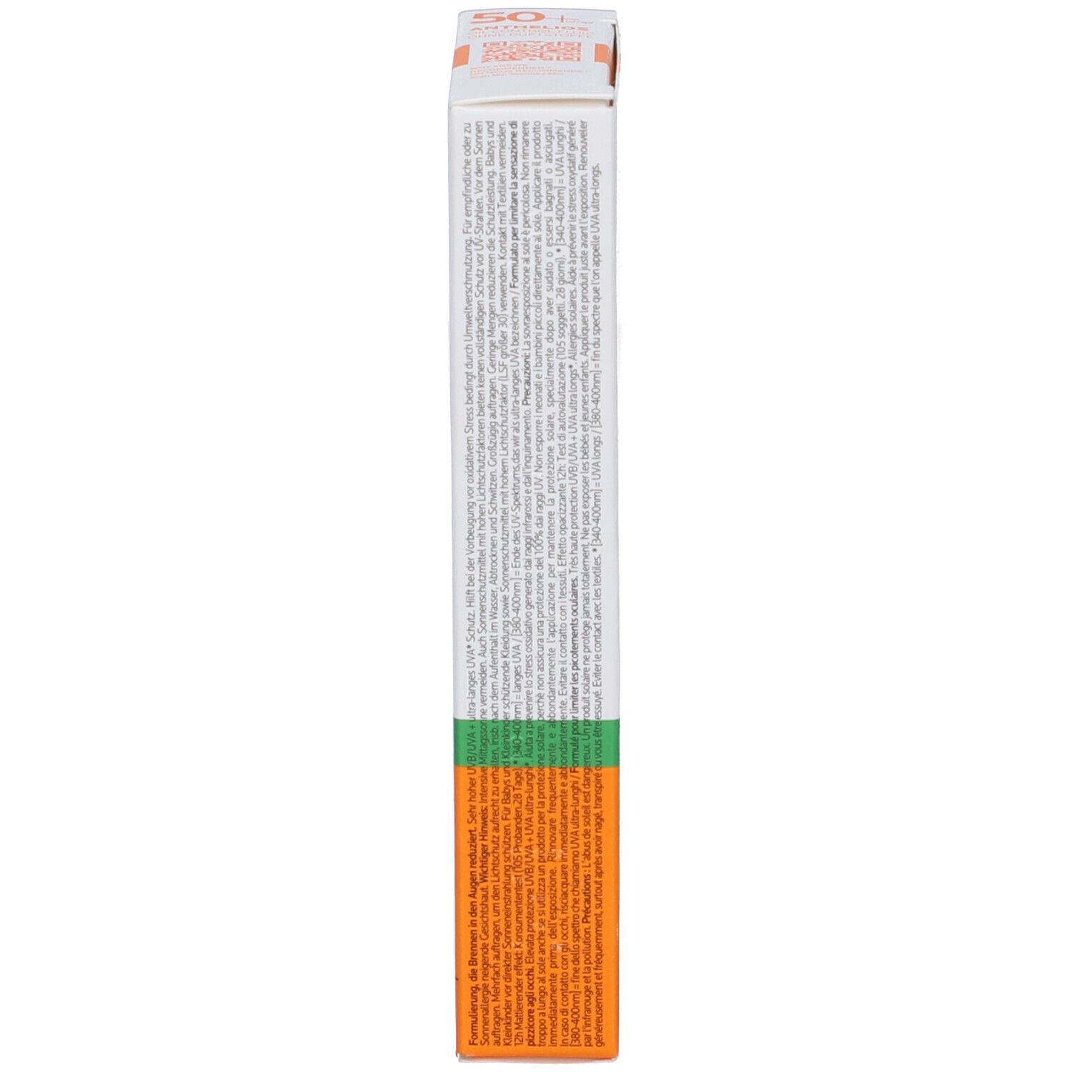 Lato della confezione in cartone. Testo: La Roche-Posay, ingredienti, istruzioni per l'uso.