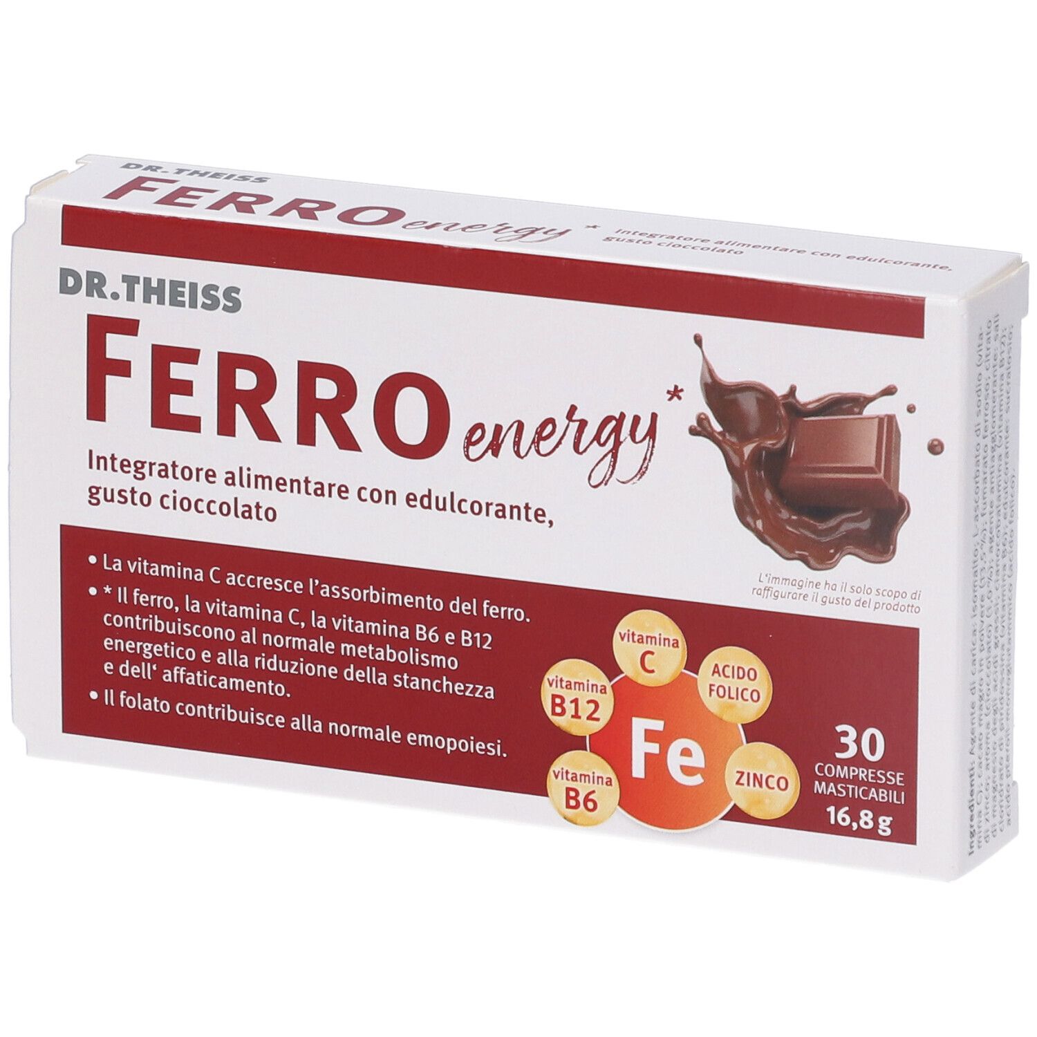 Dr. Theiss Ferro Energy Compresse Masticabili Gusto Cioccolato