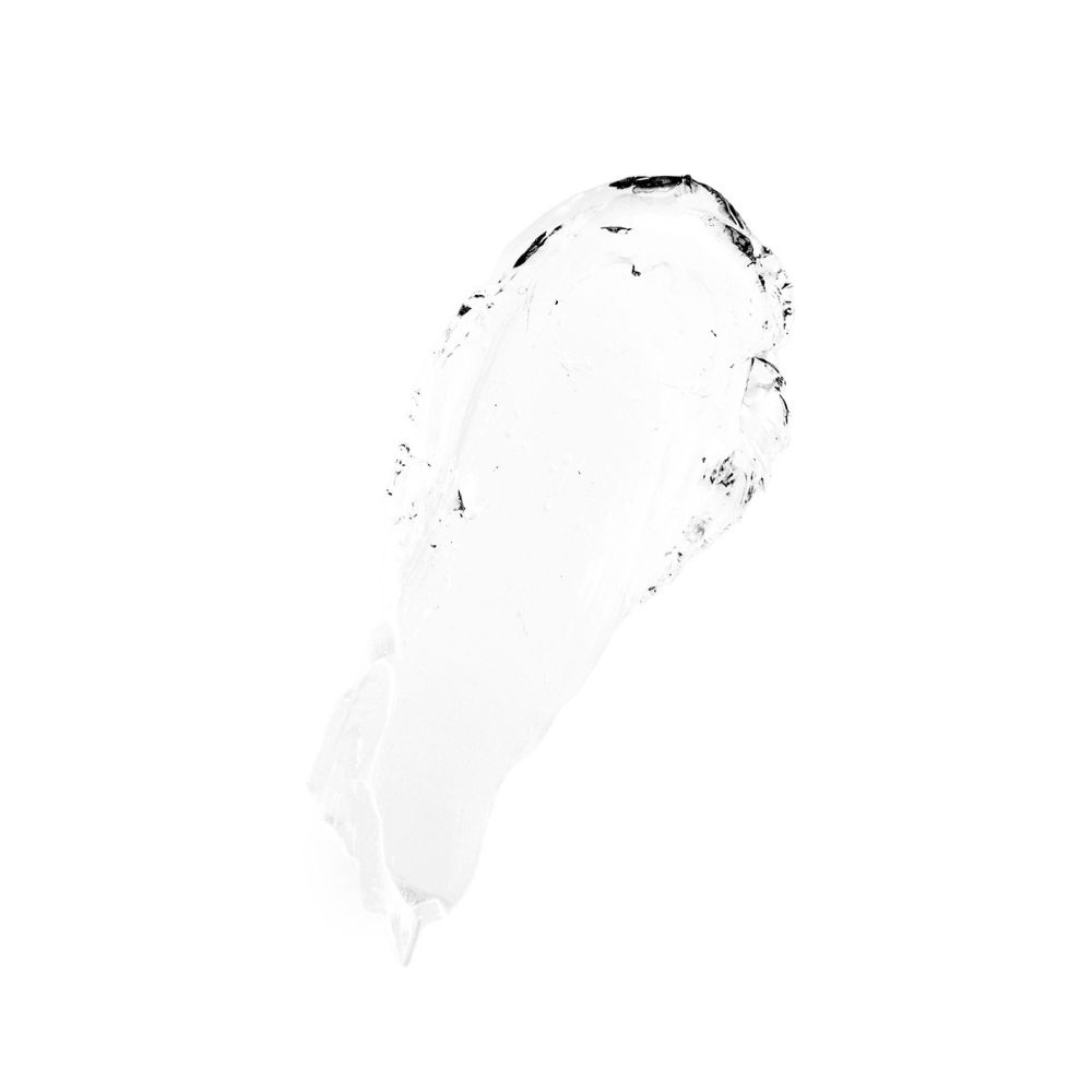 Sostanza chiara e gelatinosa su sfondo bianco. Forma irregolare, a goccia.