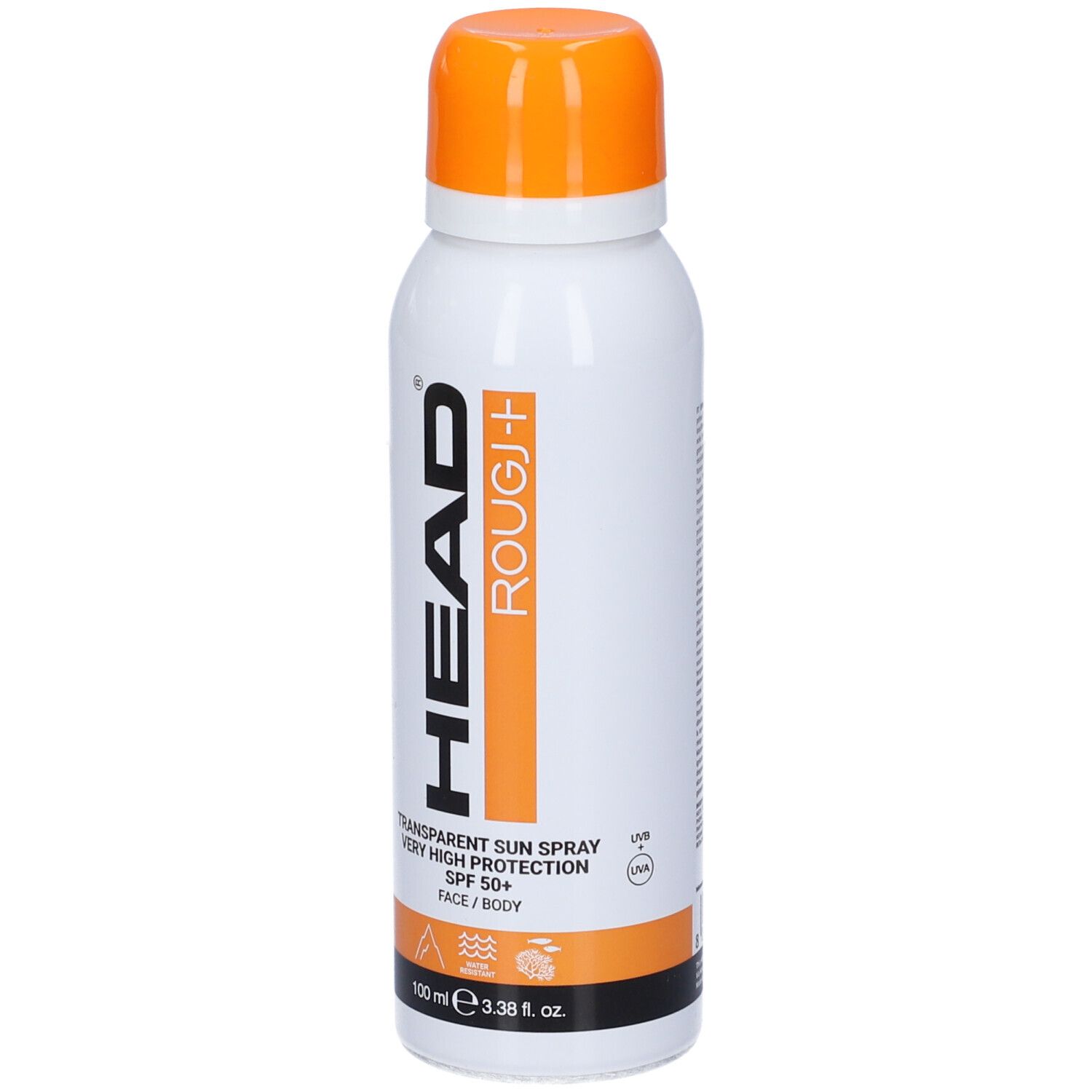 Rougj Head Spray Trasparente SPF 50+ spray solare, fronte con indicazione SPF 50+.