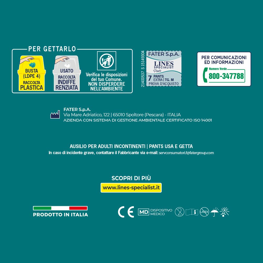 Retro confezione Lines Specialist Pants. Informazioni sullo smaltimento e il produttore.