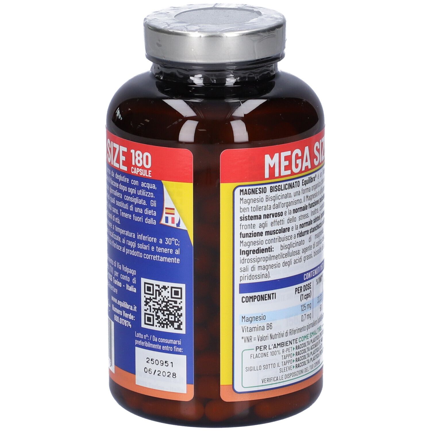 Retro del flacone. Informazioni sugli ingredienti, istruzioni per l'uso e produttore. Codice QR e data di scadenza.