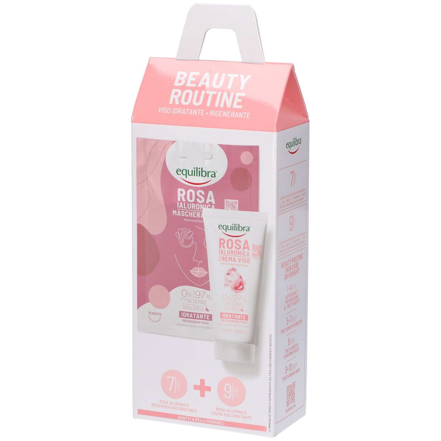 Equilibra Beauty Routie Viso Idratante Rigenerante Rosa Ialuronica Maschera Viso Idratante + Rosa Ialluronica Crema Viso Idratante