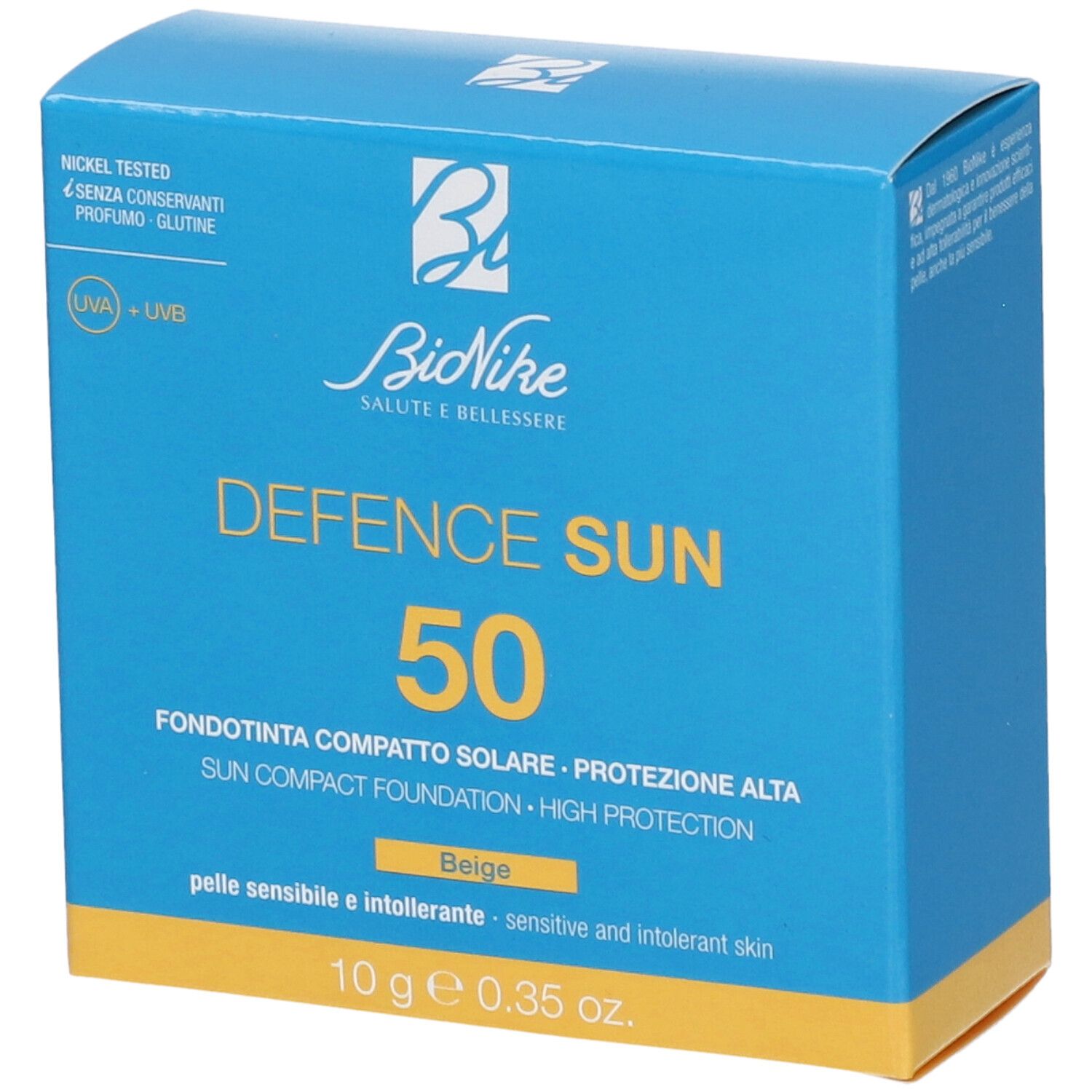 Bionike Defence Sun Fondotinta Compatto Solare Protezione Alta SPF 50 Tono N1 Beige