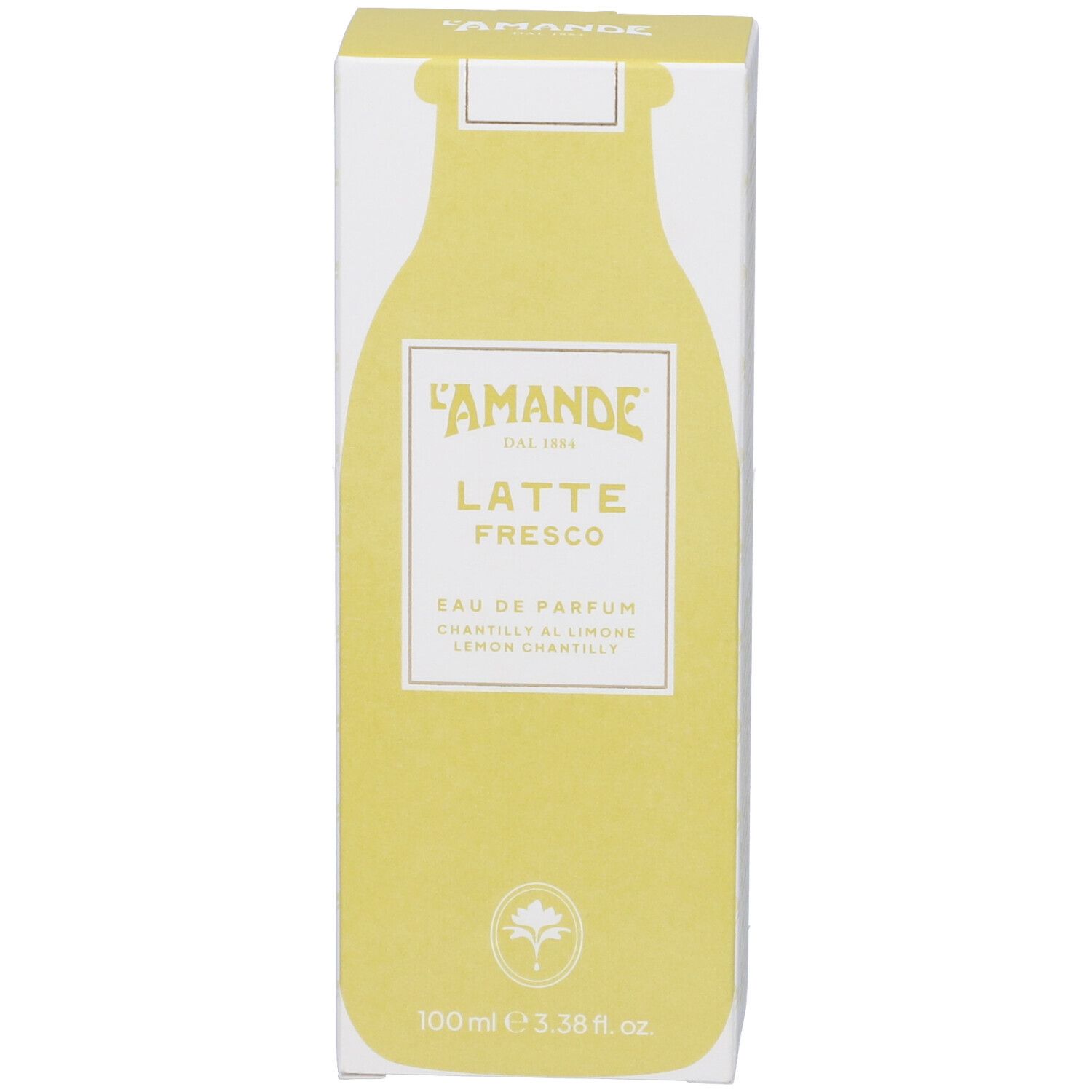 L'Amande Latte Fresco Eau de Parfum design flacone, 100ml.