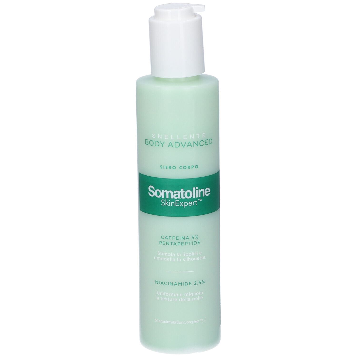 Retro del flacone con erogatore, Somatoline SkinExpert Body Advanced Siero Corpo.