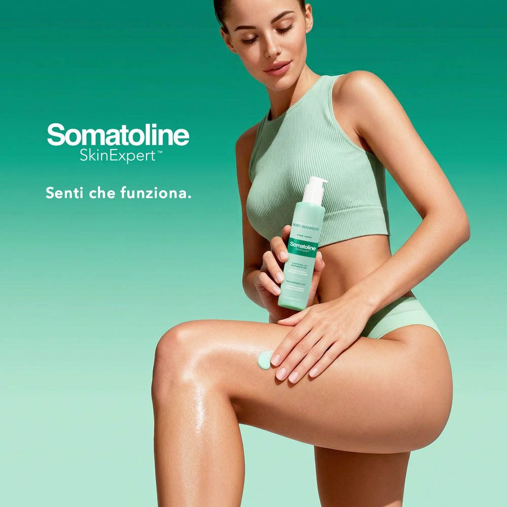Retro del flacone con erogatore, Somatoline SkinExpert Body Advanced Siero Corpo.