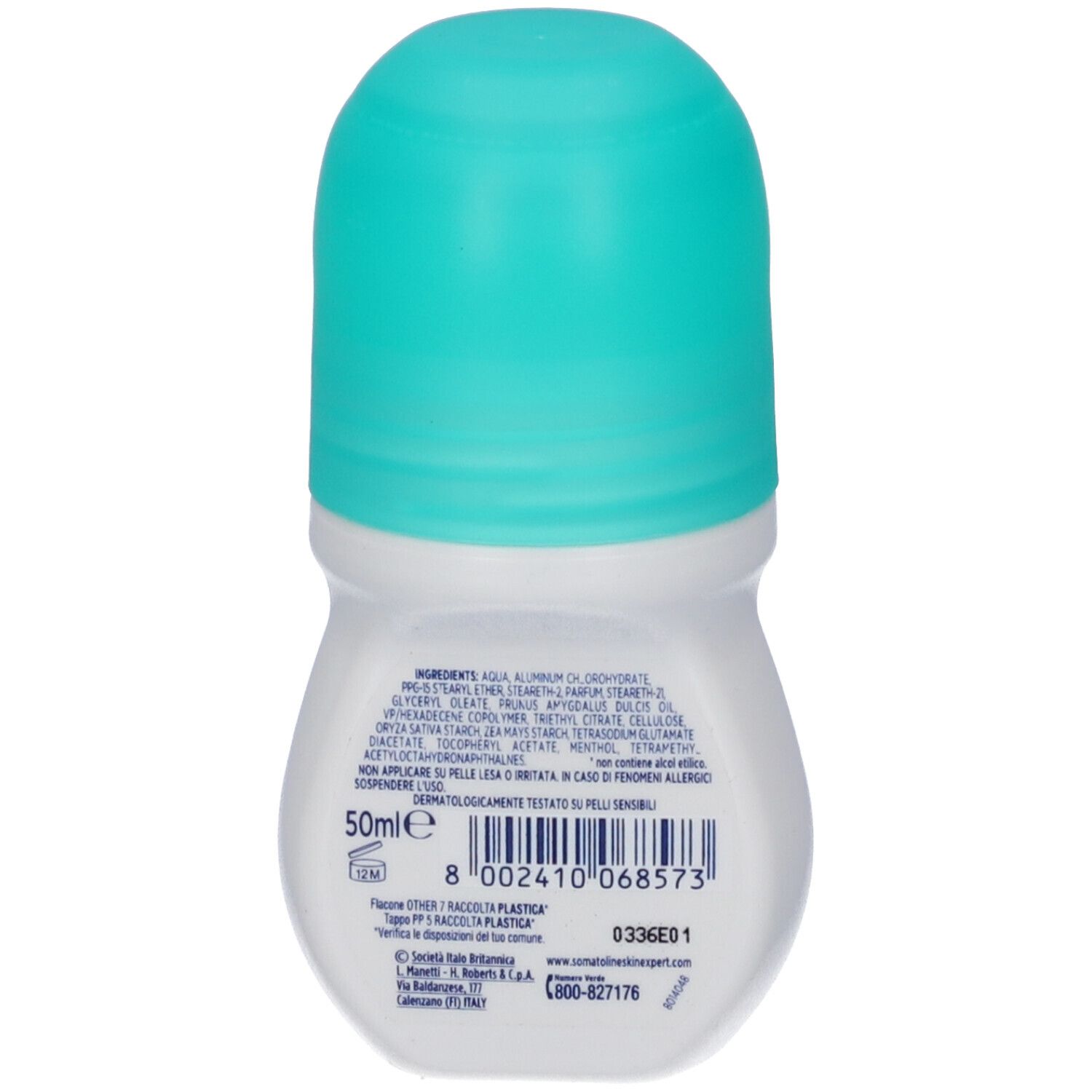 Somatoline SkinExpert Deodorante Roll-On per pelli sensibili, 50ml, 0% alcool.