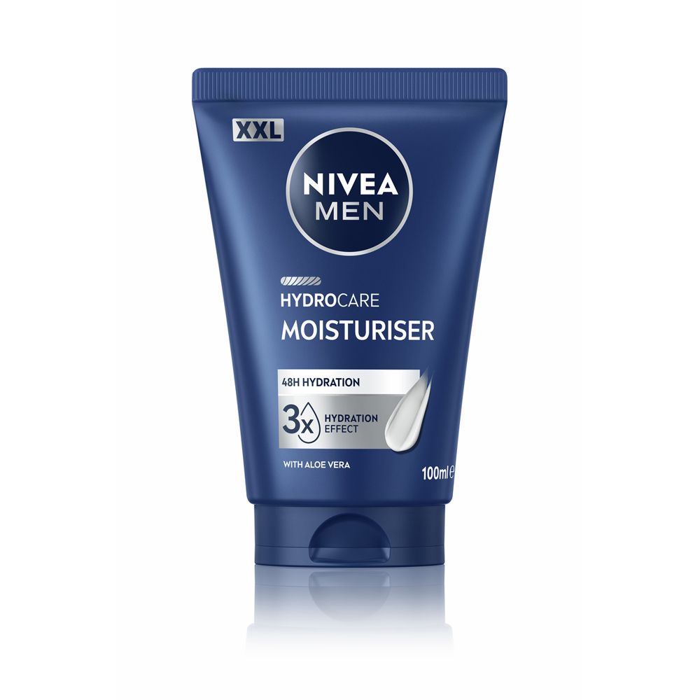 Nivea Men Hydrocare Crema Idratante 48H XXL 100 ml, Crema viso uomo in maxi formato per 3x effetto idratante, Skincare uomo con Aloe Vera nutriente e rinfrescante per tutti i tipi di pelle
