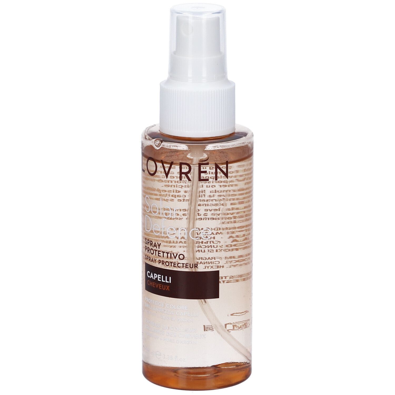 Spray per capelli Lovren, vista frontale con la dicitura 'Capelli'.