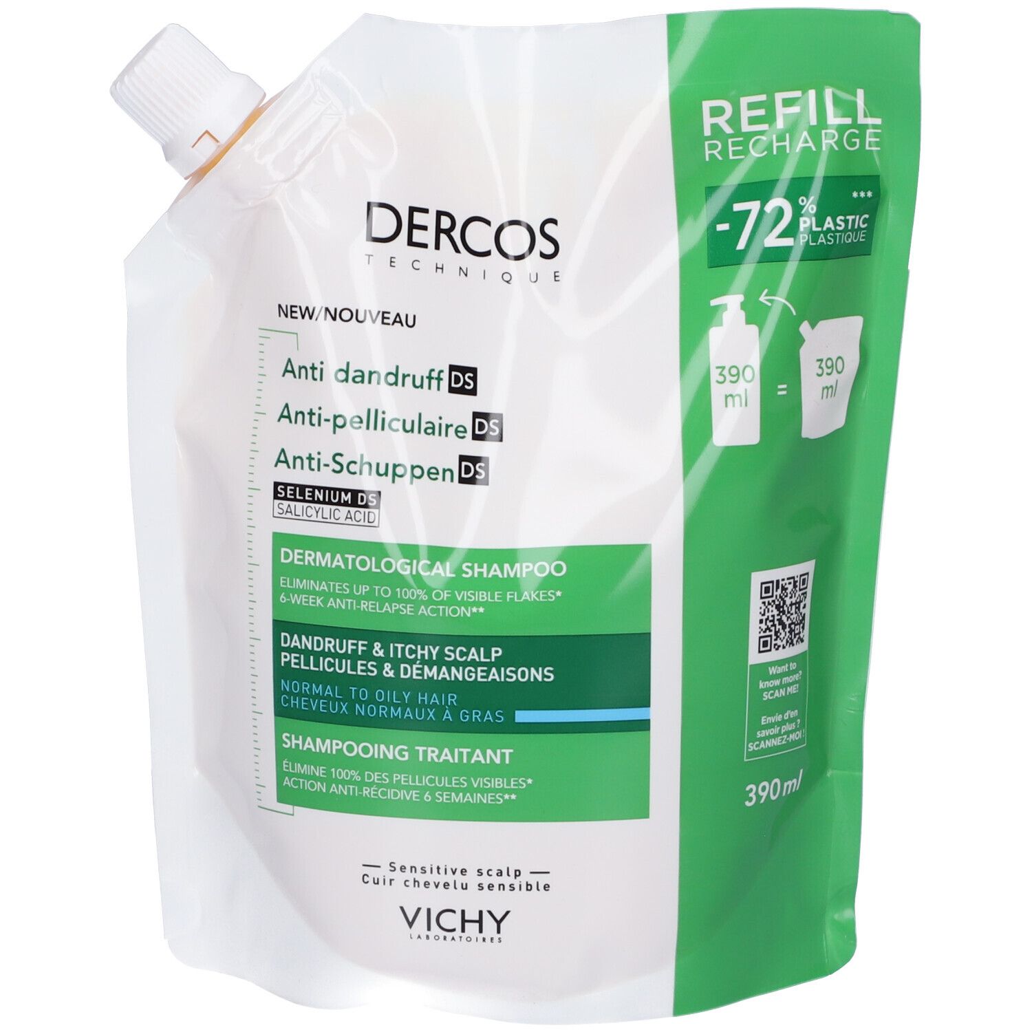 Vichy Dercos Technique Shampoo Antiforfora DS Grassi Ricarica