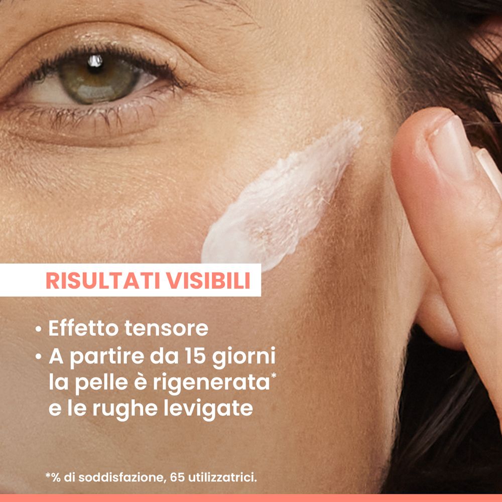 Crema applicata sulla pelle per levigare le rughe.