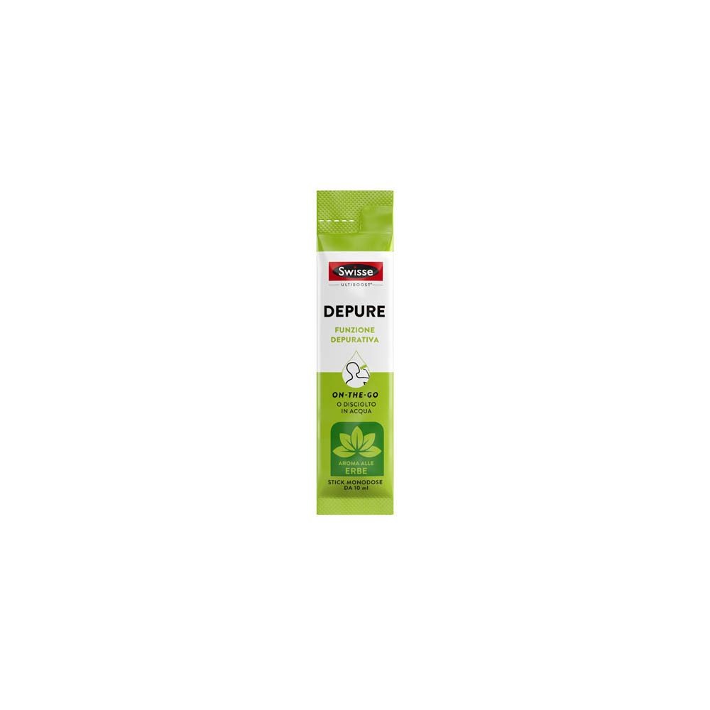 Singolo stick verde con logo Swisse e nome del prodotto. Contiene liquido. Marchiato 'On-the-go' e 'vegan'.