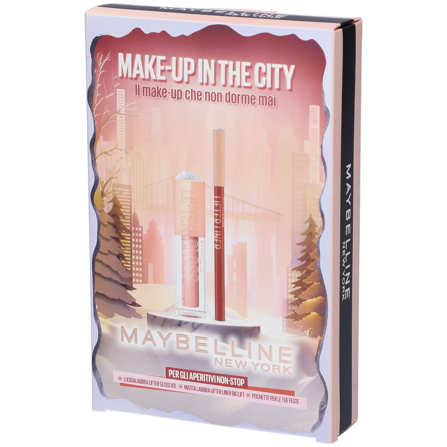 Maybelline New York Xmas 2025 Medium Box Lifter Gloss Ice 002 + Matita Labbra Lifter Liner Big Lift 07