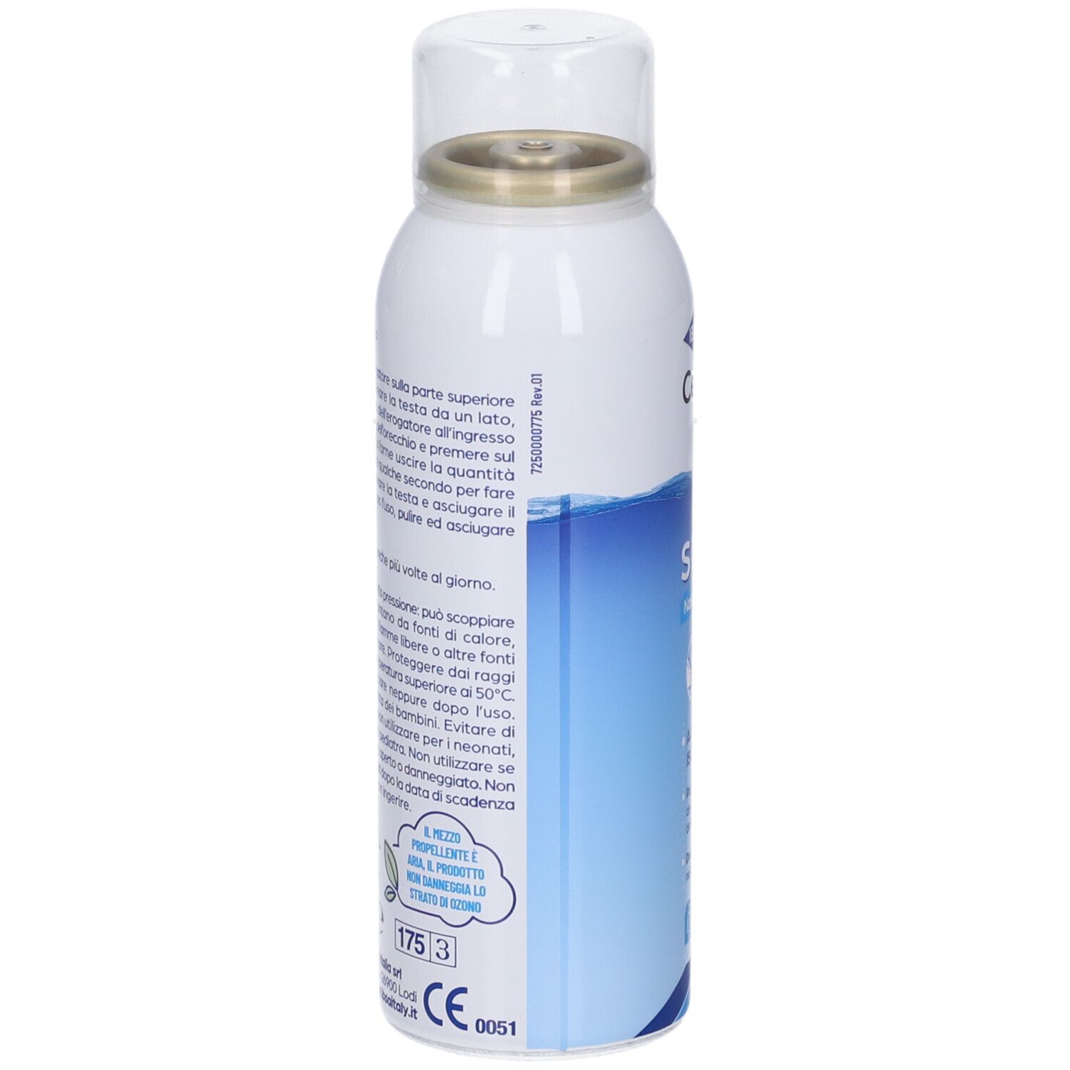 Flacone spray Cerulisina Fast, lato con istruzioni d'uso, informazioni prodotto e marchio CE.