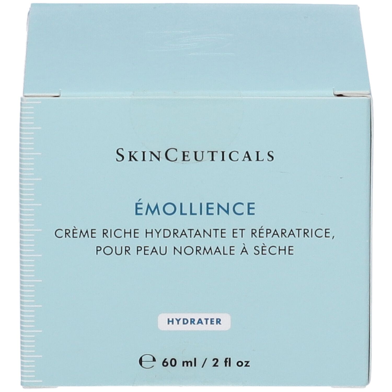 Scatola azzurra SKINCEUTICALS ÉMOLLIENCE. Crema ricca idratante e riparatrice, per pelli normali o secche. Hydrater. 60 ml / 2 fl oz.