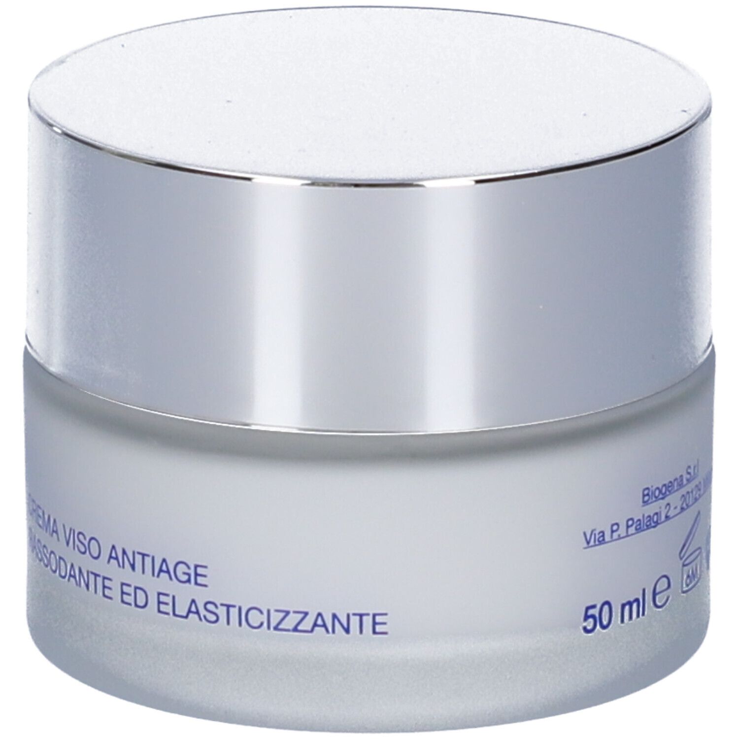 Vasetto Bioliftan Crema Giorno, 50 ml, con tappo argentato e scritta italiana.