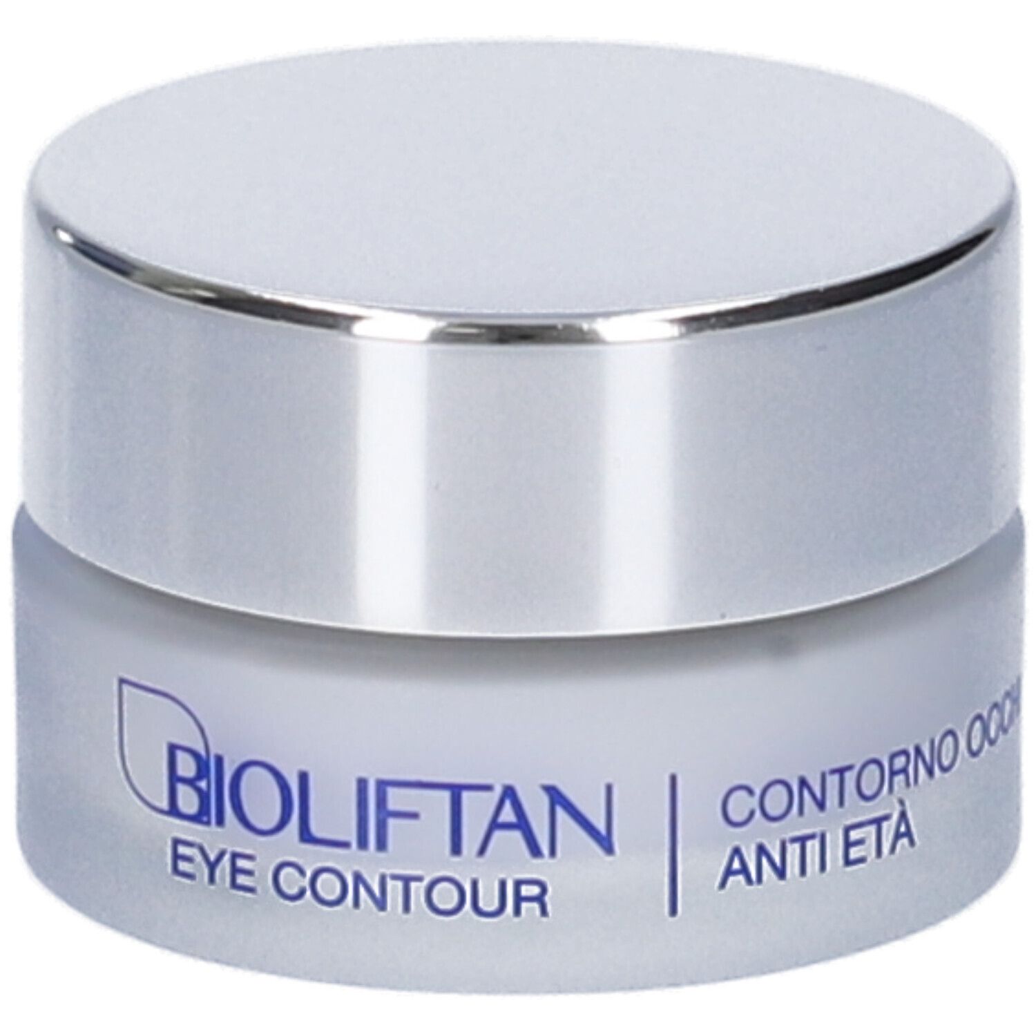 Vasetto crema contorno occhi Bioliftan con tappo argentato.