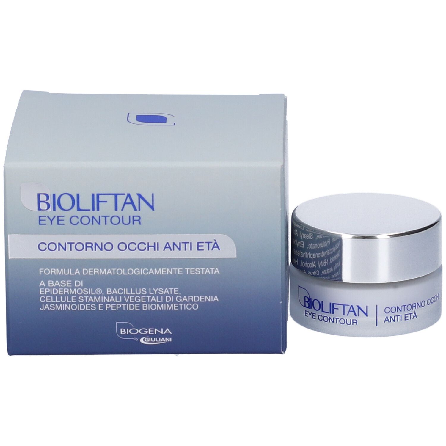 Vasetto crema contorno occhi Bioliftan e scatola esterna.