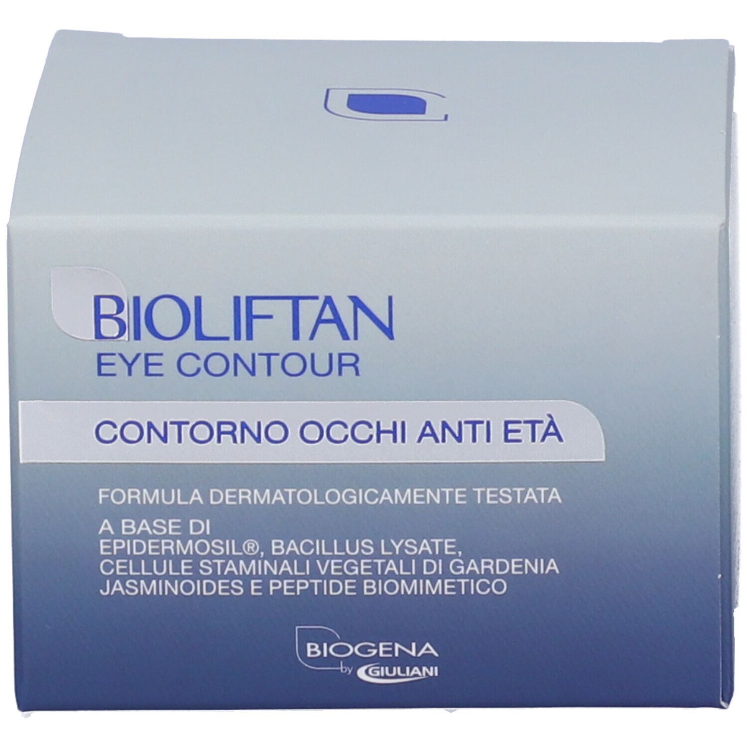 Scatola crema contorno occhi Bioliftan con informazioni prodotto.