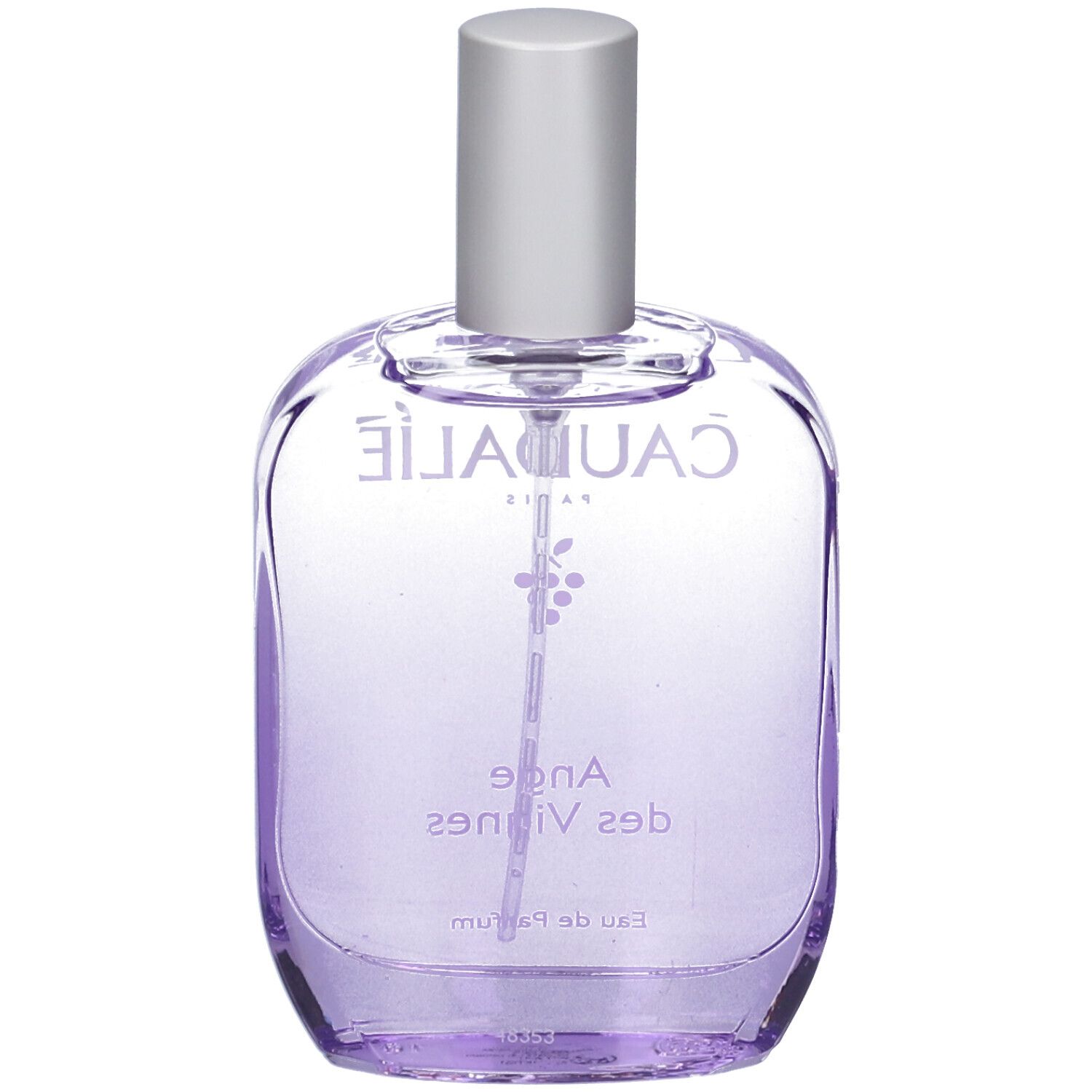 Flacone rotondo in vetro con tappo argentato. Scritta Caudalie e Ange des Vignes. Eau de Parfum.