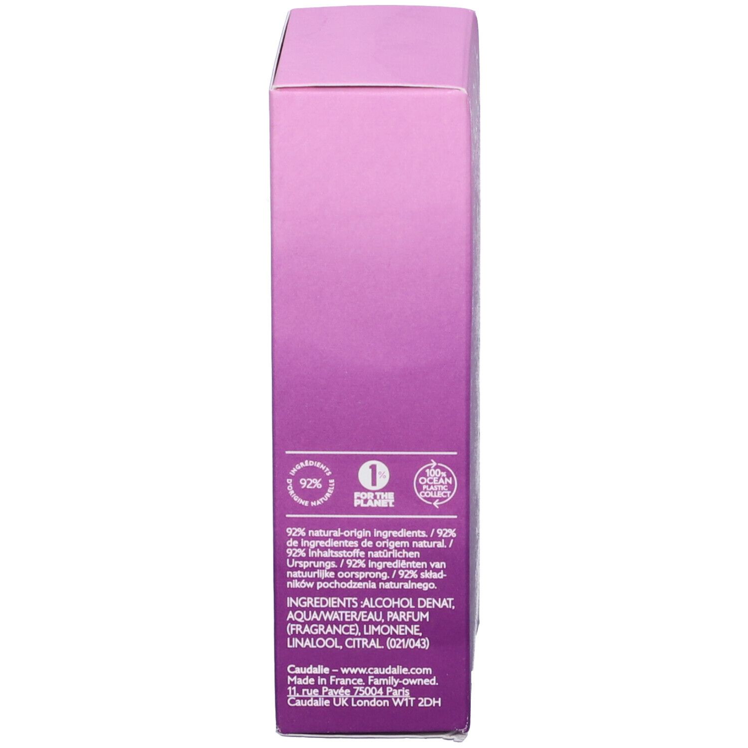 Confezione rosa. Testo: 92% ingredienti di origine naturale. Certificazioni. Ingredienti e informazioni produttore.