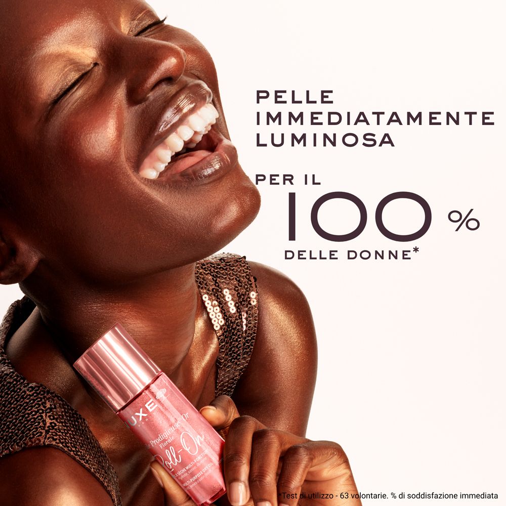 Donna con roll-on. Prodotto rosa. Testo. 100% delle donne.