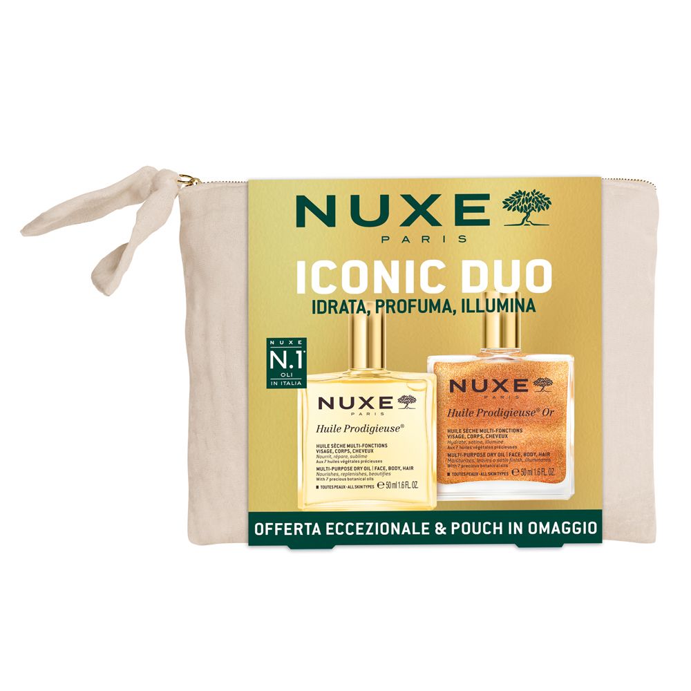 Nuxe Set Iconic Duo Idrata, Profuma, Illumina con Pochette in Omaggio