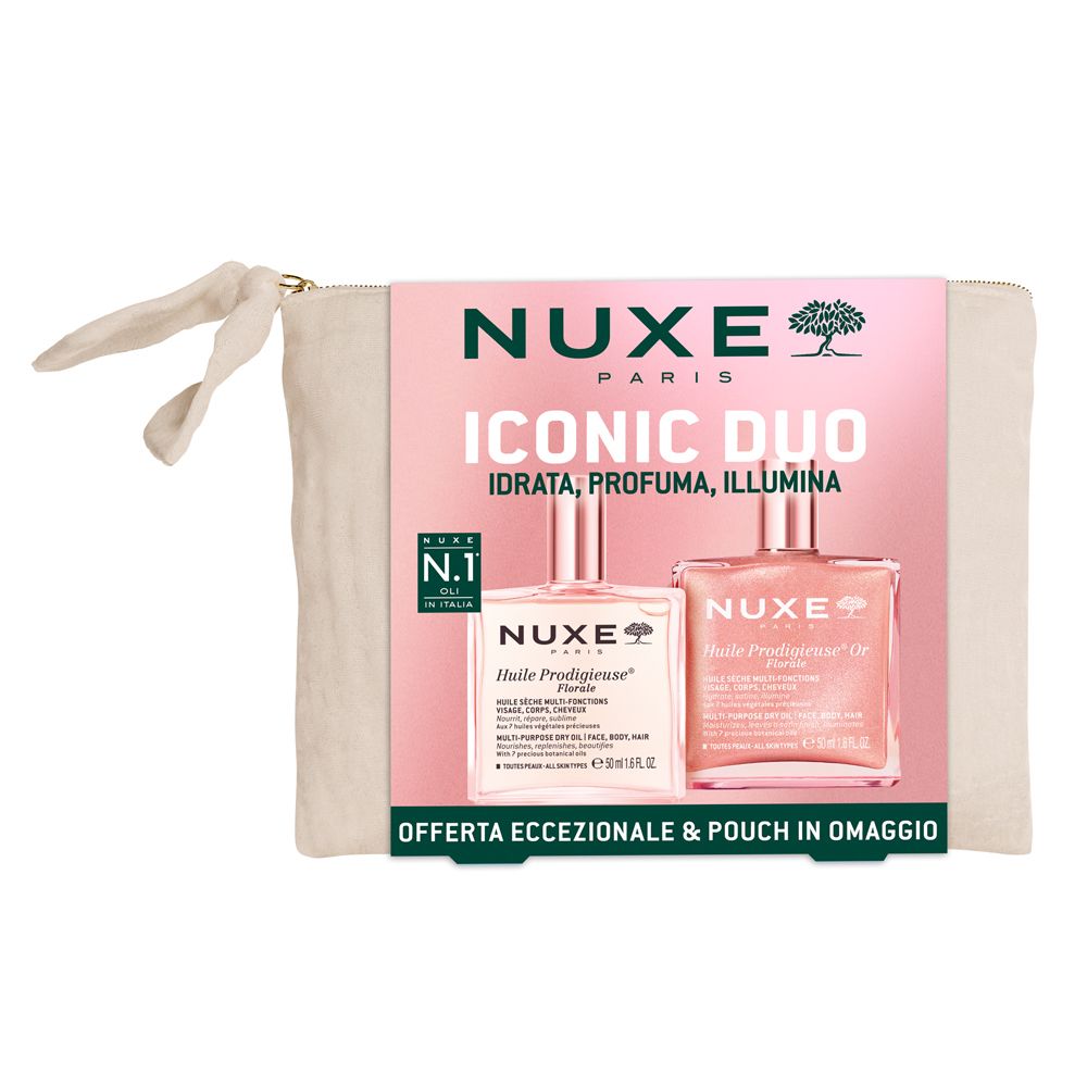 Nuxe Set Iconic Duo Idrata, Profuma, Illumina con Pochette in Omaggio