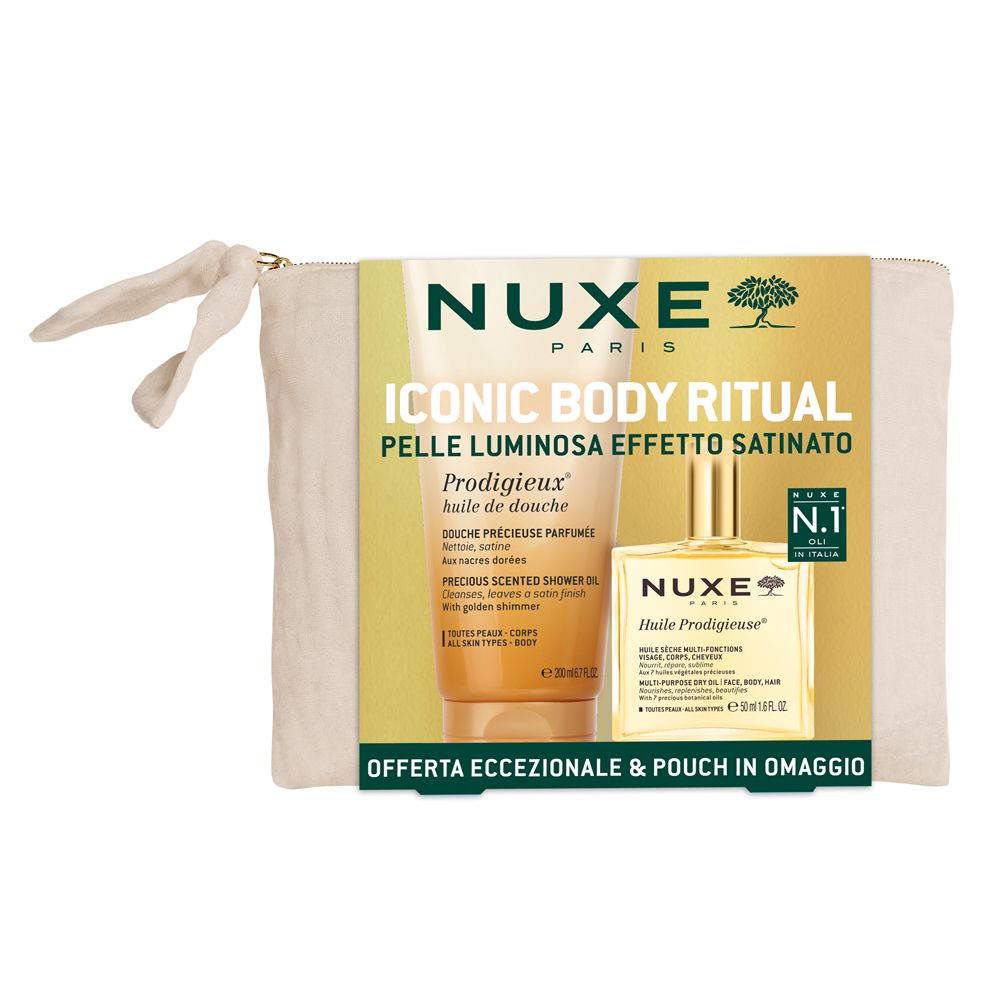 Nuxe Set Iconic Body Ritual Pelle Luminosa Effetto Satinato con Pochette in Omaggio