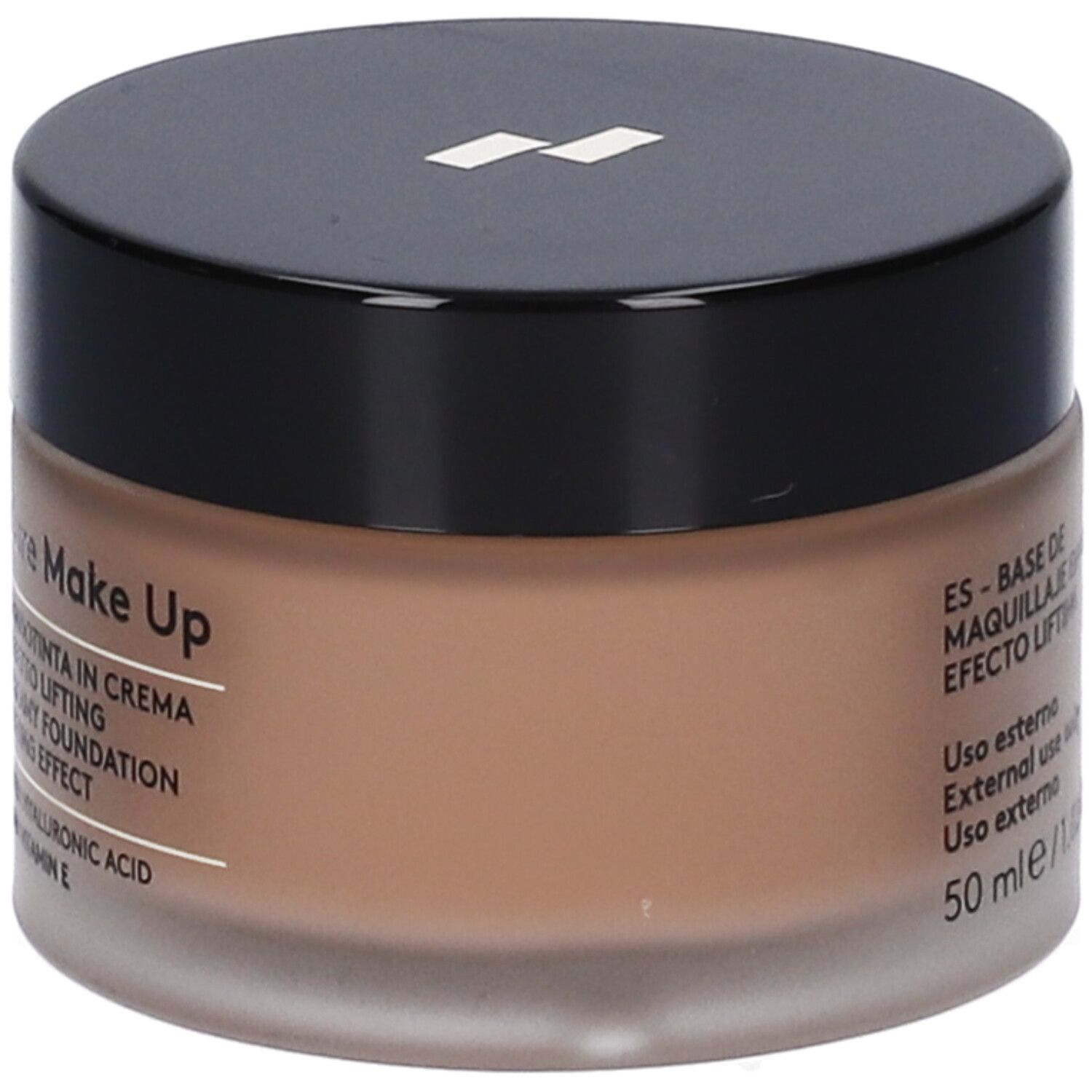 KORFF MK Fondotinta CR Lift 05. Crema marrone in vasetto con coperchio nero. Testo: Cure Make Up, 50 ml.