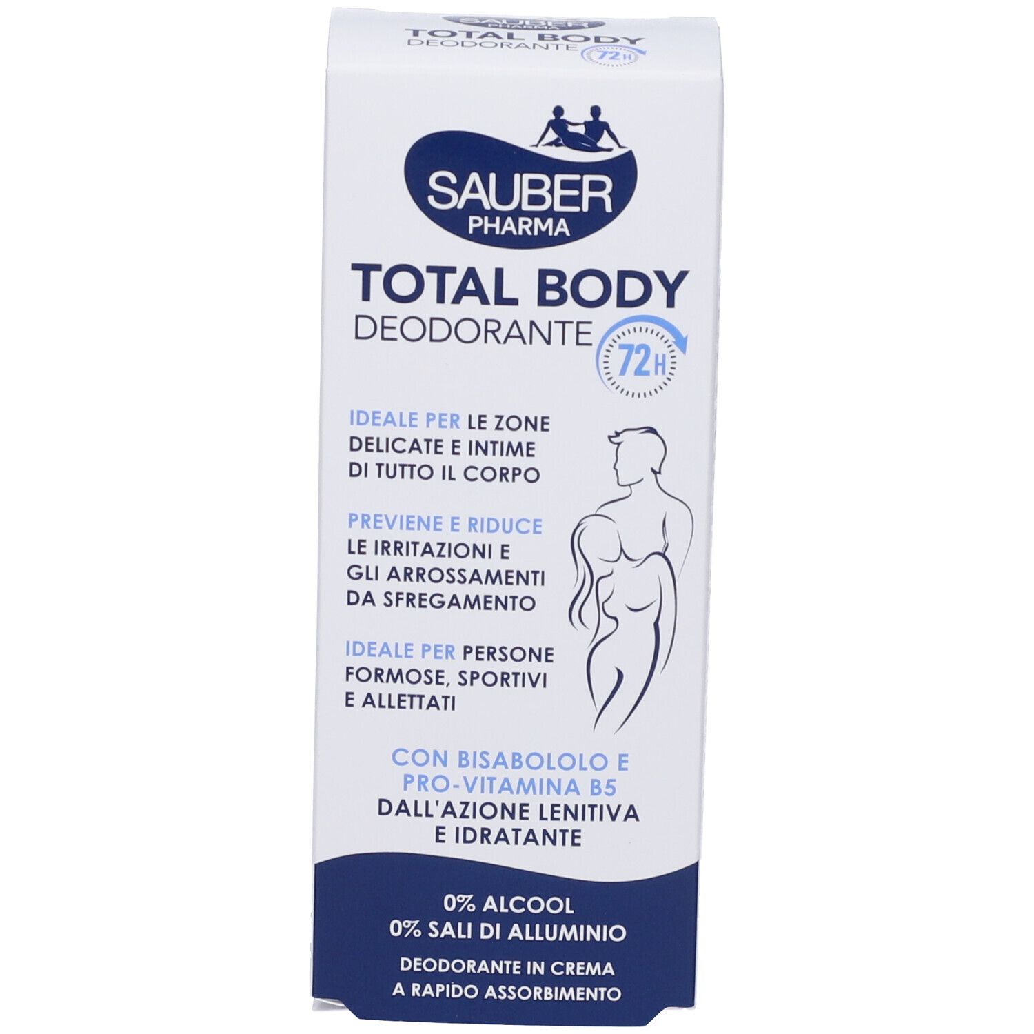 Sauber Pharma Total Body Deodorante, protezione 72h, 0% alcol, 0% sali di alluminio.