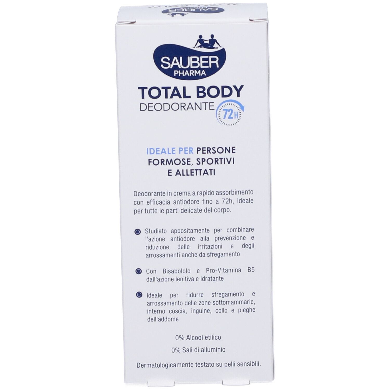 Sauber Pharma Total Body Deodorante in crema, protezione 72h, per pelli sensibili.