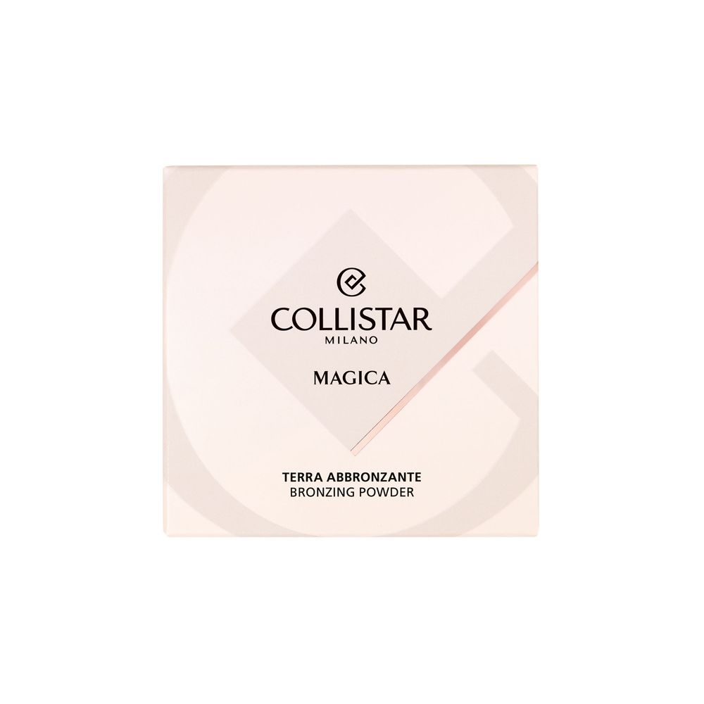 Confezione quadrata rosa. Logo e scritta 'Collistar Milano Magica'.